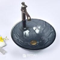 Above Counter Tempered Glass Basin Hexagon Pattern Round Basin 420x420x145 ,