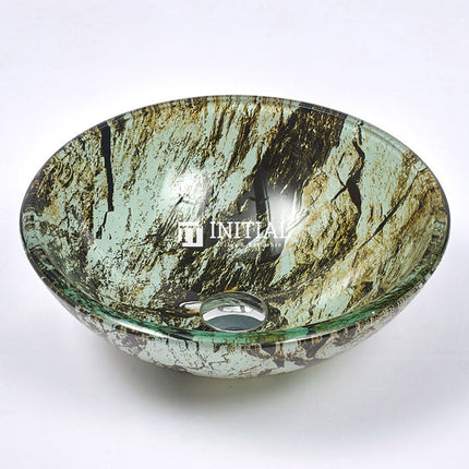 Above Counter Tempered Glass Basin Antique Round Double Layer 420x420x145 ,