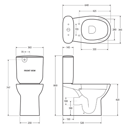 Fienza Rak Morning Back to Wall Toilet Suite, Alpine White, Bottom Inlet ,
