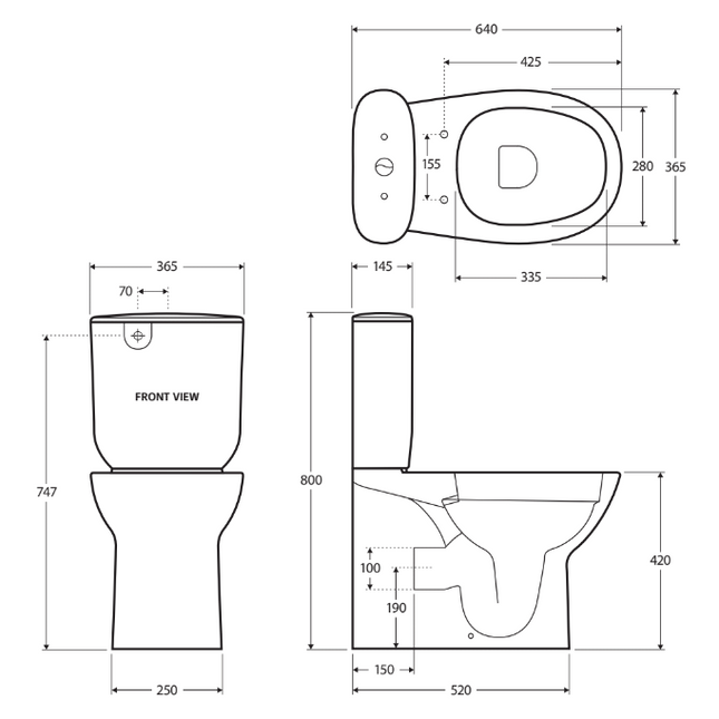 Fienza Rak Morning Back to Wall Toilet Suite, Alpine White, Bottom Inlet ,