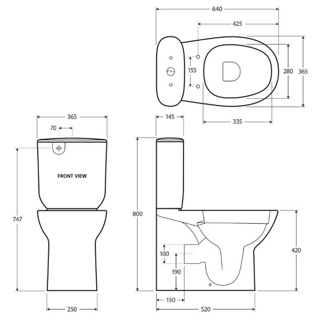 Fienza Rak Morning Back to Wall Toilet Suite, Alpine White, Top Inlet ,