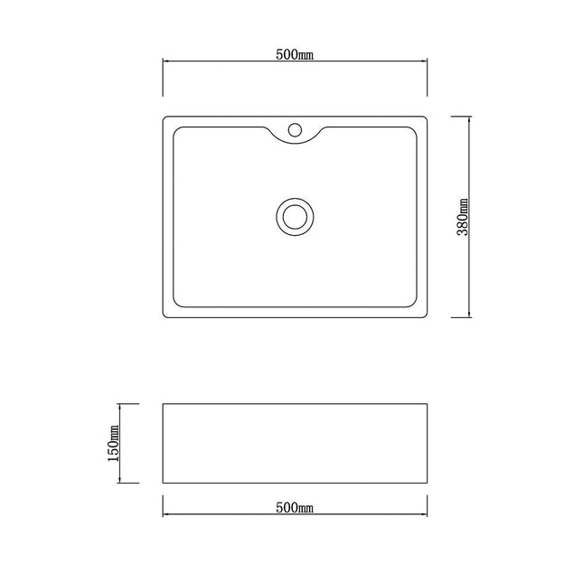 Above Counter Stone Basin Rectangle Marble Surface Basin with Tap Hole 500x380x150 ,