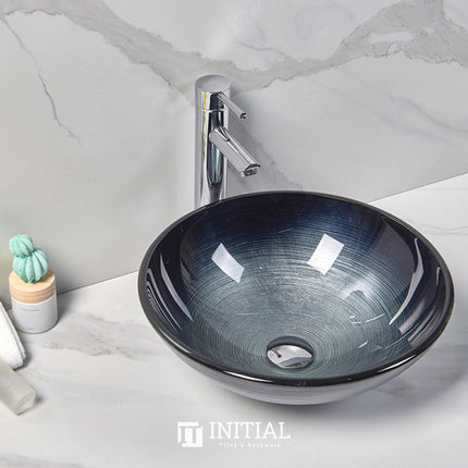 Above Counter Basin Round Tempered Glass Artistic Basin 420x420x145 ,