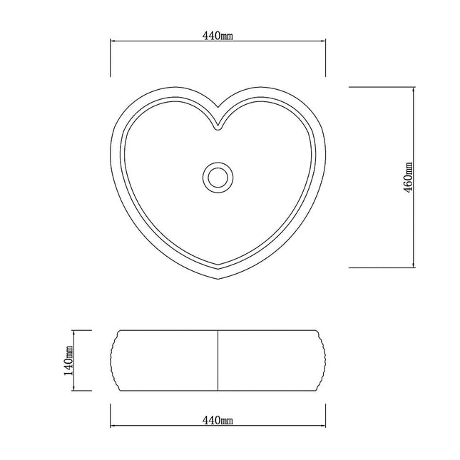 Above Counter Stone Basin Heart Shape Marble Surface Basin 440x460x140 ,