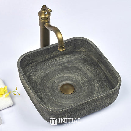 Above Counter Square Basin Antique Grey Porcelain Basin 390x390x140 ,