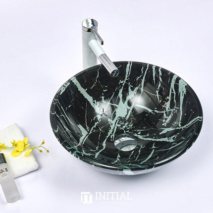 Above Counter Tempered Glass Basin Artistic Round Double Layer 420x420x145 ,