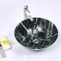 Above Counter Tempered Glass Basin Artistic Round Double Layer 420x420x145 ,