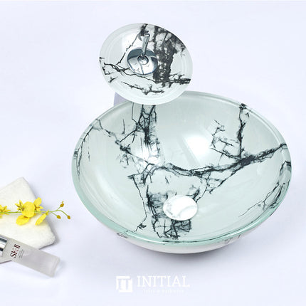 Above Counter Tempered Glass Basin Round Art Basin 420x420x145 ,