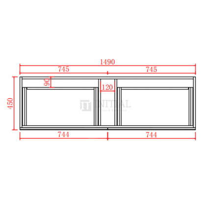 Fremantle Hampton Style Matte Black Wall Hung Vanity Cabinet & Ceramic Top 1490W X 450H X 560D ,