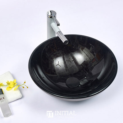 Above Counter Tempered Glass Artistic Round Basin 420x420x145 ,