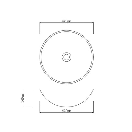 Stone Round Above Counter Basin Dark Marble Surface 420x420x140 ,