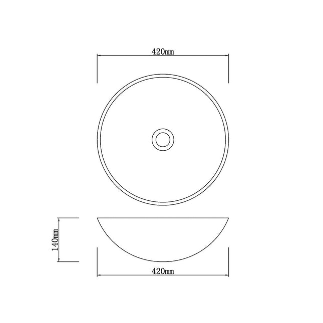 Stone Round Above Counter Basin Dark Marble Surface 420x420x140 ,