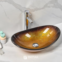 Above Counter Tempered Glass Basin Oval Colourful Basin 545x370x155 ,