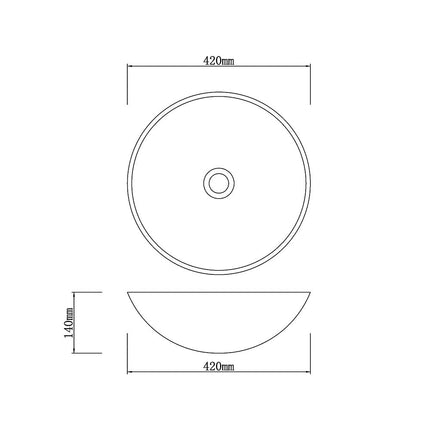 Above Counter Basin Round Brown Marble Surface Stone Basin 420x420x140 ,