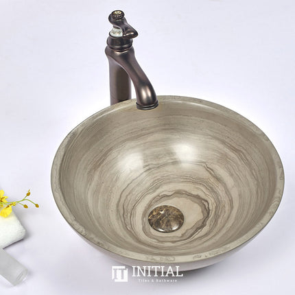 Wooden Grey Marble Stone Round Basin 420x420x140 ,