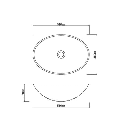 Above Counter Basin Oval Marble Surface Stone Basin 510x360x160 ,