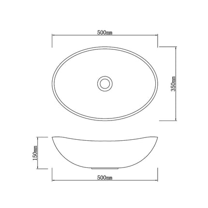 Above Counter Basin Oval Marble Surface Stone Basin 500x350x150 ,