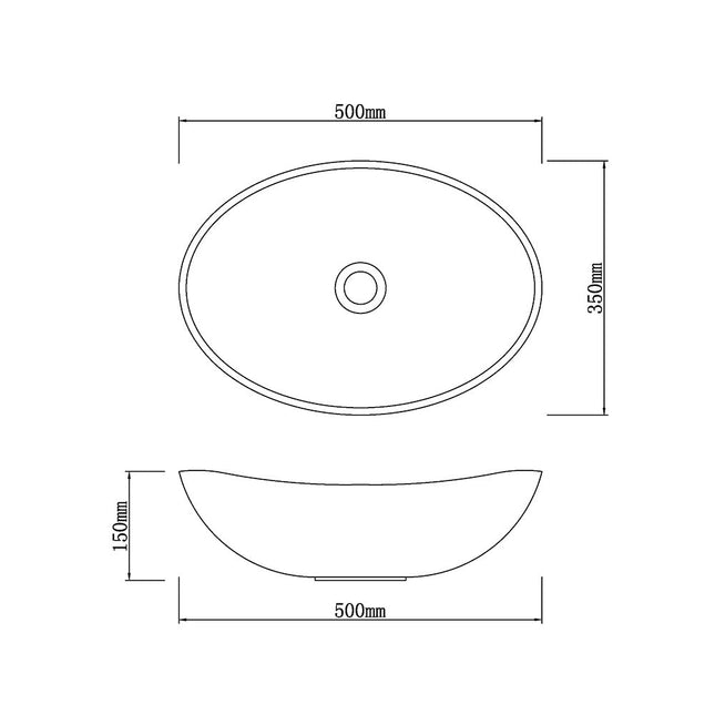 Above Counter Basin Oval Marble Surface Stone Basin 500x350x150 ,