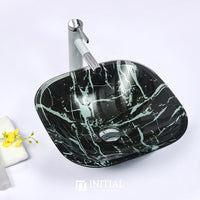 Above Counter Tempered Glass Basin Artistic Square Double Layer 400x400x140 ,