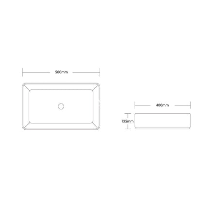 Gloss Black and White Above Counter Basin 500x400x135 ,