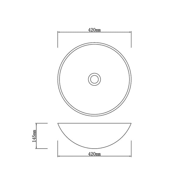 Above Counter Tempered Glass Unique Round Basin 420x420x145 ,