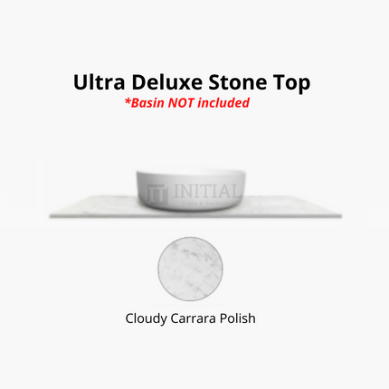 Hampton Mark ll Wall Hung Vanity Matt White 2 Soft Closing Shaker Drawers and Doors 1500W X 455D X 445H , With Ultra Deluxe Top - Cloudy Carrara Polish