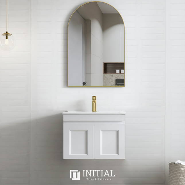 Hampton Mark ll Wall Hung Vanity Matt White 600W X 455D X 445H , With Ceramic Top