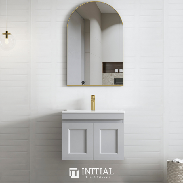 Hampton Mark ll Wall Hung Vanity Matt Grey 600W X 455D X 445H , With Ceramic Top