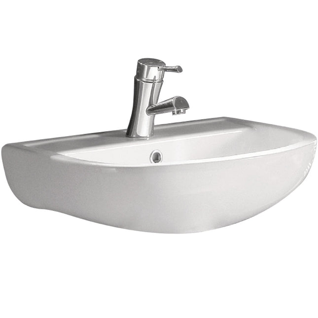 Fienza Rak Compact Gloss White Wall Basin, 550mm ,