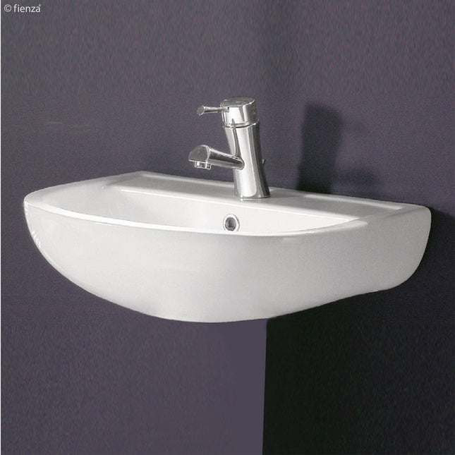 Fienza Rak Compact Gloss White Wall Basin, 550mm ,