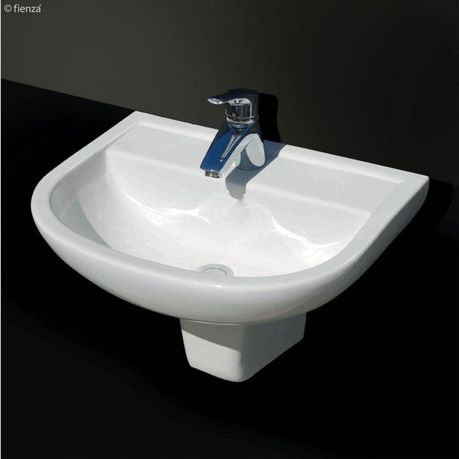 Fienza Rak X500 Gloss White Wall Basin, Integral Shroud ,