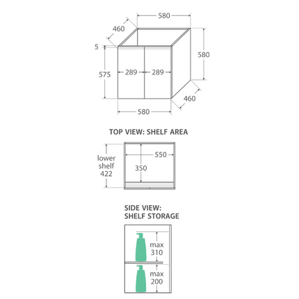 Fienza Fingerpull Gloss White 600 Wall Hung Cabinet, Solid Doors ,