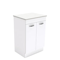 Fienza UniCab 600 Gloss White Cabinet on Kickboard, Solid Doors , Cabinet Only