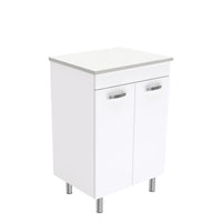 Fienza UniCab 600 Gloss White Cabinet on Legs, Solid Doors , Cabinet Only