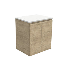 Fienza Edge Scandi Oak 600 Wall Hung Cabinet, Solid Doors, Bevelled Edge , Cabinet Only