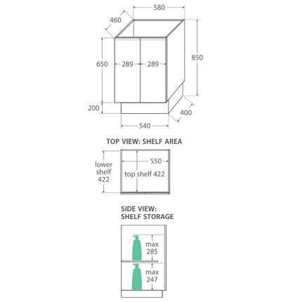 Fienza Edge Scandi Oak 600 Cabinet on Kickboard, Solid Doors, Bevelled Edge ,