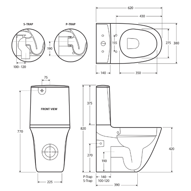 Fienza Rak Sensation Back to Wall Toilet Suite, Alpine White ,