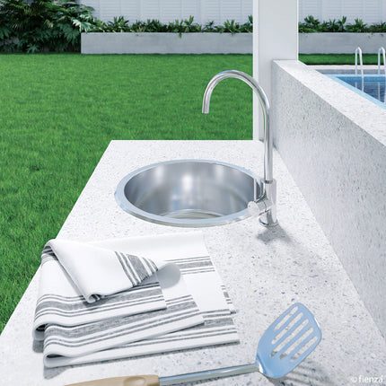 Fienza Tiva Stainless Steel Kitchen Sink, 18L, No Tap Hole, Round ,