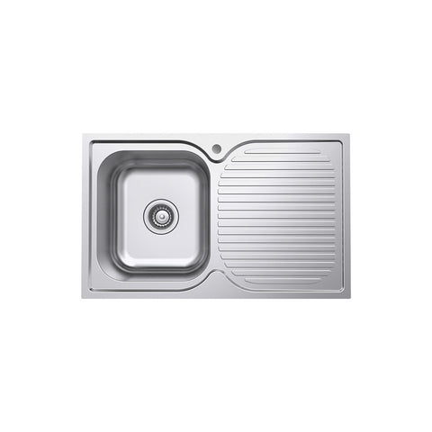 Fienza Tiva Stainless Steel Kitchen Sink With Drainer, 780mm, Single Left Bowl ,