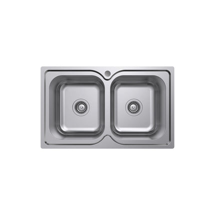 Fienza Tiva Stainless Steel Kitchen Sink, 780mm, Double Bowl, 1 Tap Hole ,