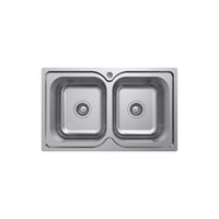 Fienza Tiva Stainless Steel Kitchen Sink, 780mm, Double Bowl, 1 Tap Hole ,
