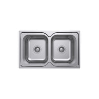 Fienza Tiva Stainless Steel Kitchen Sink, 780mm, Double Bowl, No Tap Hole ,
