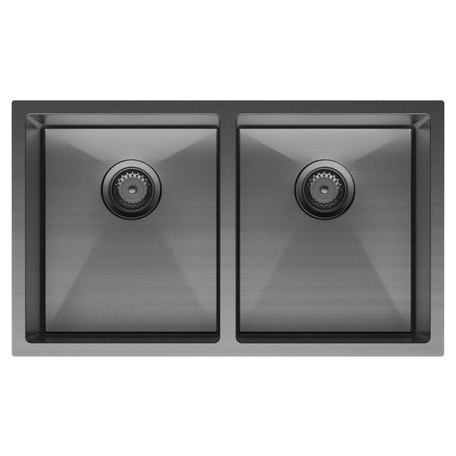 Fienza Hana PVD Carbon Metal Kitchen Sink, 27L, Double Bowl ,