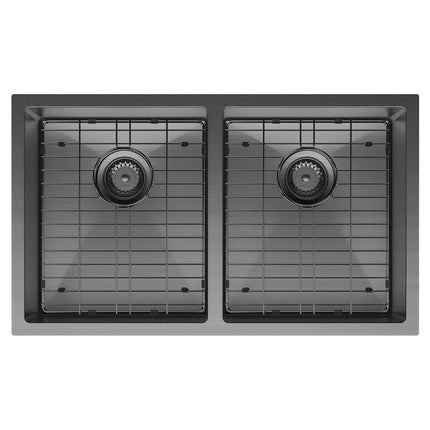 Fienza Hana PVD Carbon Metal Kitchen Sink, 27L, Double Bowl ,