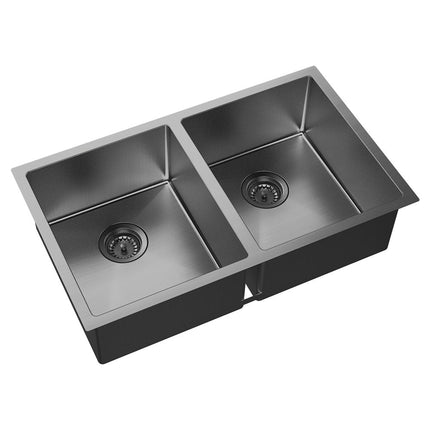 Fienza Hana PVD Carbon Metal Kitchen Sink, 27L, Double Bowl ,