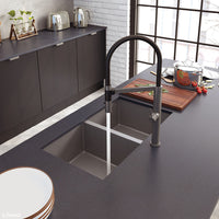 Fienza Hana PVD Carbon Metal Kitchen Sink, 27L, Double Bowl ,