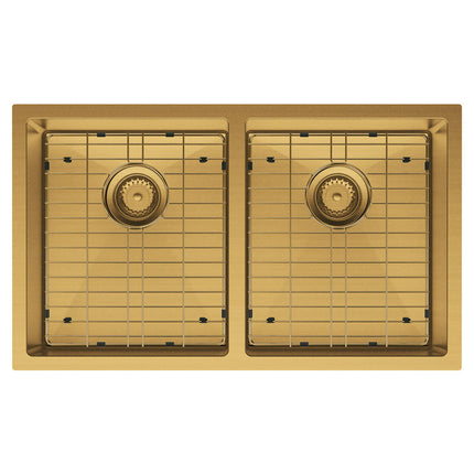 Fienza Hana PVD Rugged Brass Kitchen Sink, 27L, Double Bowl ,