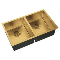 Fienza Hana PVD Rugged Brass Kitchen Sink, 27L, Double Bowl ,