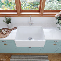 Fienza Charlton Gloss White Small Butler Kitchen Sink, Single Bowl ,