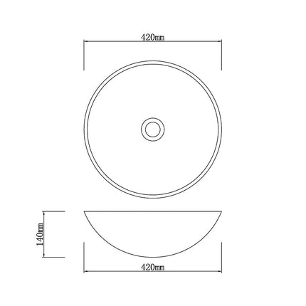 Above Counter Basin Marble Surface Round Stone Basin 420x420x140 ,
